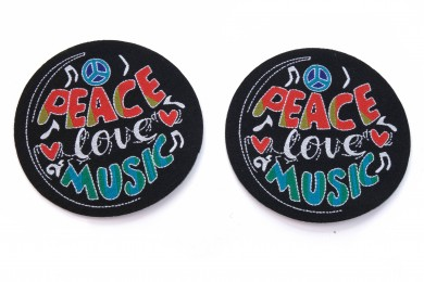 Aplikace nažehlovací IV767 Peace love music vel.6,5cm